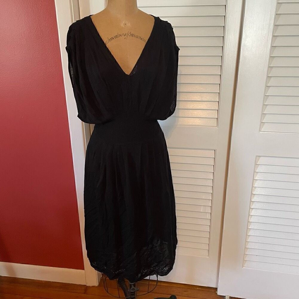 BANANA REPUBLIC | black knit lined dress sleeveless S